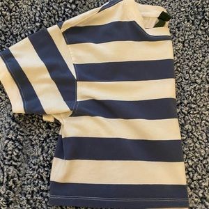 blue and white striped crop top